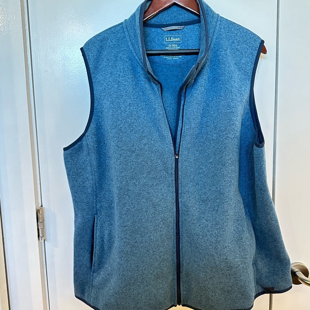 LL Bean Blue Heathered Vest Sz 2X
